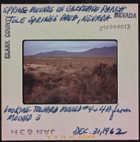 Photographic slide of mounds, Tule Springs, Nevada, December 31, 1962