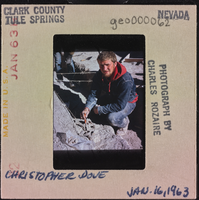 Photographic slide of Christopher Dove at Tule Springs, Nevada, January 16, 1963