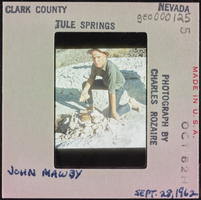 Photographic slide of John Mawby at Tule Springs, Nevada, September 28, 1962