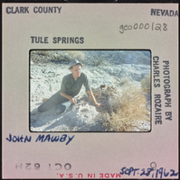 Photographic slide of John Mawby at Tule Springs, Nevada, September 28, 1962