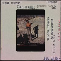 Photographic slide of a man at Tule Springs, Nevada, December 28, 1962