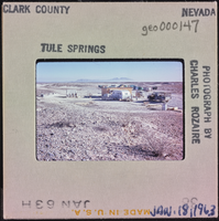 Photographic slide of camp site at Tule Springs, Nevada, January 18, 1963