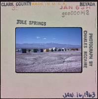 Photographic slide of tents at Tule Springs, Nevada, January 16, 1963