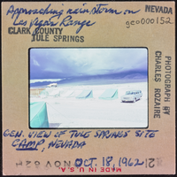 Photographic slide of camp site at Tule Springs, Nevada, October 18, 1962