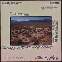 Photographic slide of site at Corn Creek, Nevada, January 11, 1963