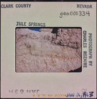 Photographic slide of a trench wall at Tule Springs, Nevada, January 16, 1963