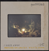 Photographic slide of people in Gypsum Cave, Nevada, 1969