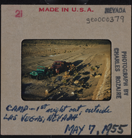 Photographic slide of people camping, May 7, 1955