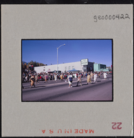 Photographic slide of Native Americans in a parade in Carson City, Nevada, October 31, 1963