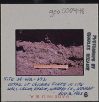 Photographic slide of obsidian flake at Wall Creek Ranch, Nevada, August 2, 1963