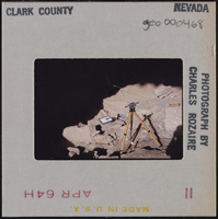 Photographic slide of surveying equipment, Clark County, Nevada, circa 1963-1964