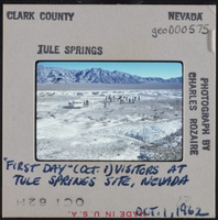 Photographic slide of a group of men at Tule Springs, Nevada, October 1, 1962