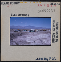 Photographic slide of a camp site at Tule Springs, Nevada, January 16, 1963