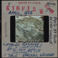 Photographic slide of Charles Rozaire at Tule Springs, Nevada, April 1956