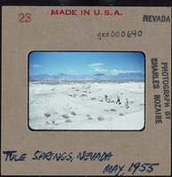 Photographic slide of three people at Tule Springs, Nevada, May 1955