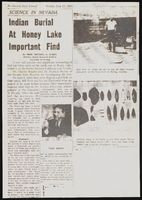 Indian Burial At Honey Lake Important Find newspaper clipping