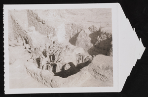 Tule Springs excavation photograph, contact information, and newspaper clippings