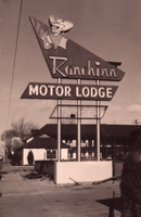 Ranch Inn Motor Lodge pyon and marquee sign, Elko, Nevada: photographic print