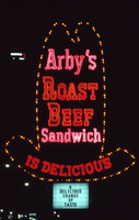 Arby's Roast Beef double mounted pylon and marquee sign, Las Vegas, Nevada: photographic print