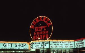 Bonanza Gift Shop marquee, roof mounted, and wall signs, Las Vegas, Nevada: photographic print
