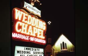 Candlelight Wedding Chapel mounted pylon and marquee sign, Las Vegas, Nevada: photographic print