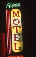 Aspen Motel flag mounted pylon sign, Reno, Nevada: photographic print