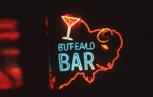 Buffalo Bar flag mounted wall sign, Sparks, Nevada: photographic print