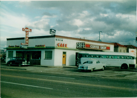 Carl's Cafe roof and wall mounted signs, Elko, Nevada: photographic print