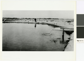 Photograph of John Quincy Lisle at the edge of his reservoir, Las Vegas, circa 1930