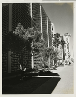 Photograph of the outside view of Binion's Horseshoe Parking Garage (Las Vegas), 1962
