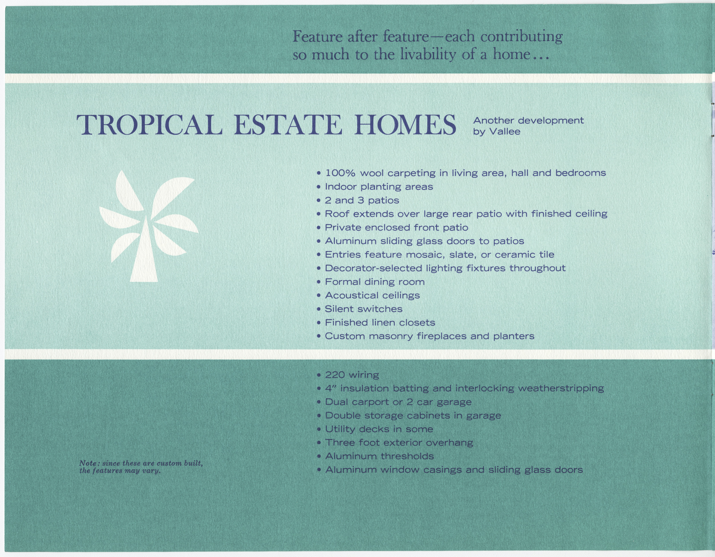 Brochure for Tropical Estate Homes in Paradise Palms development, Las Vegas, Nevada, page 2