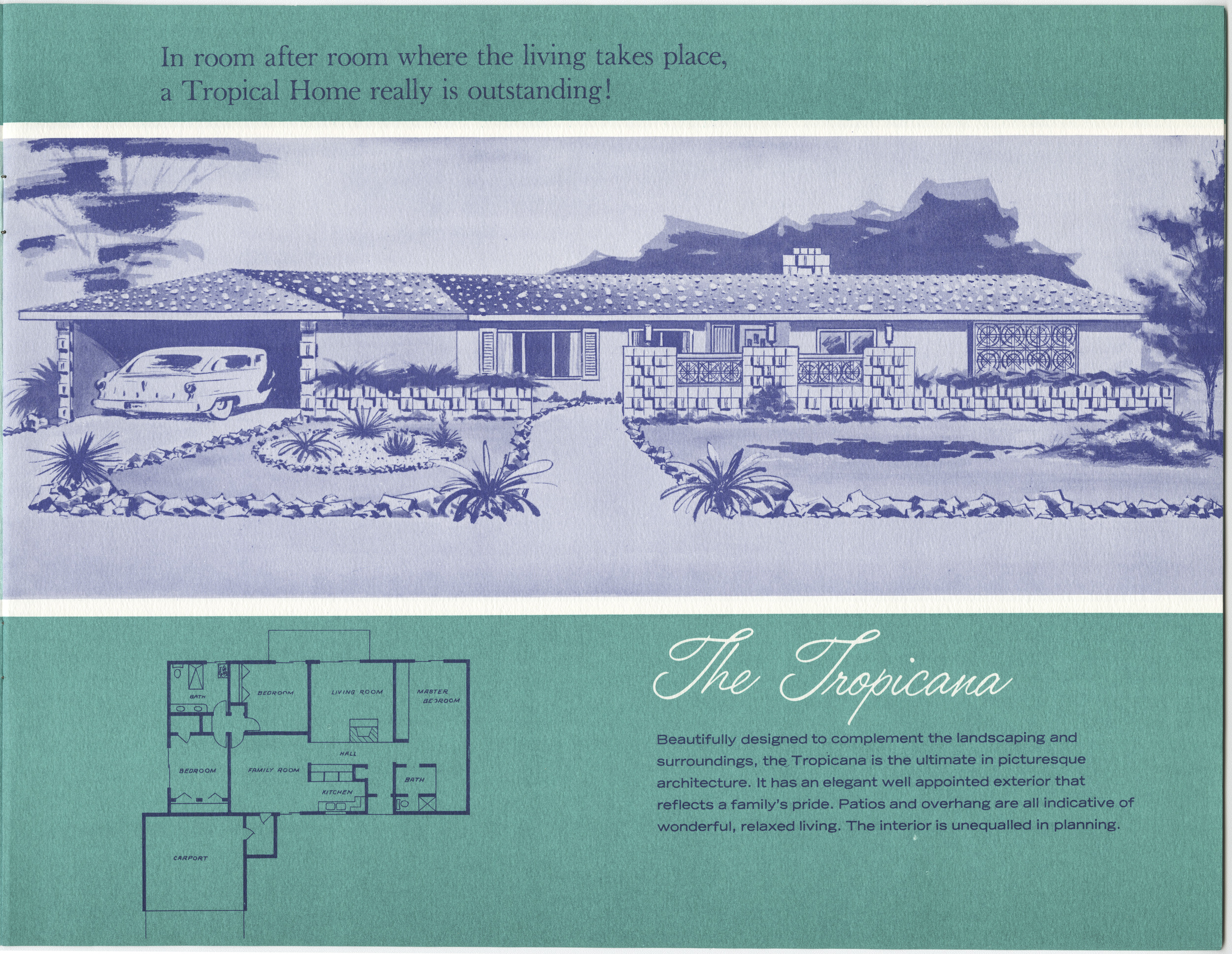 Brochure for Tropical Estate Homes in Paradise Palms development, Las Vegas, Nevada, page 3