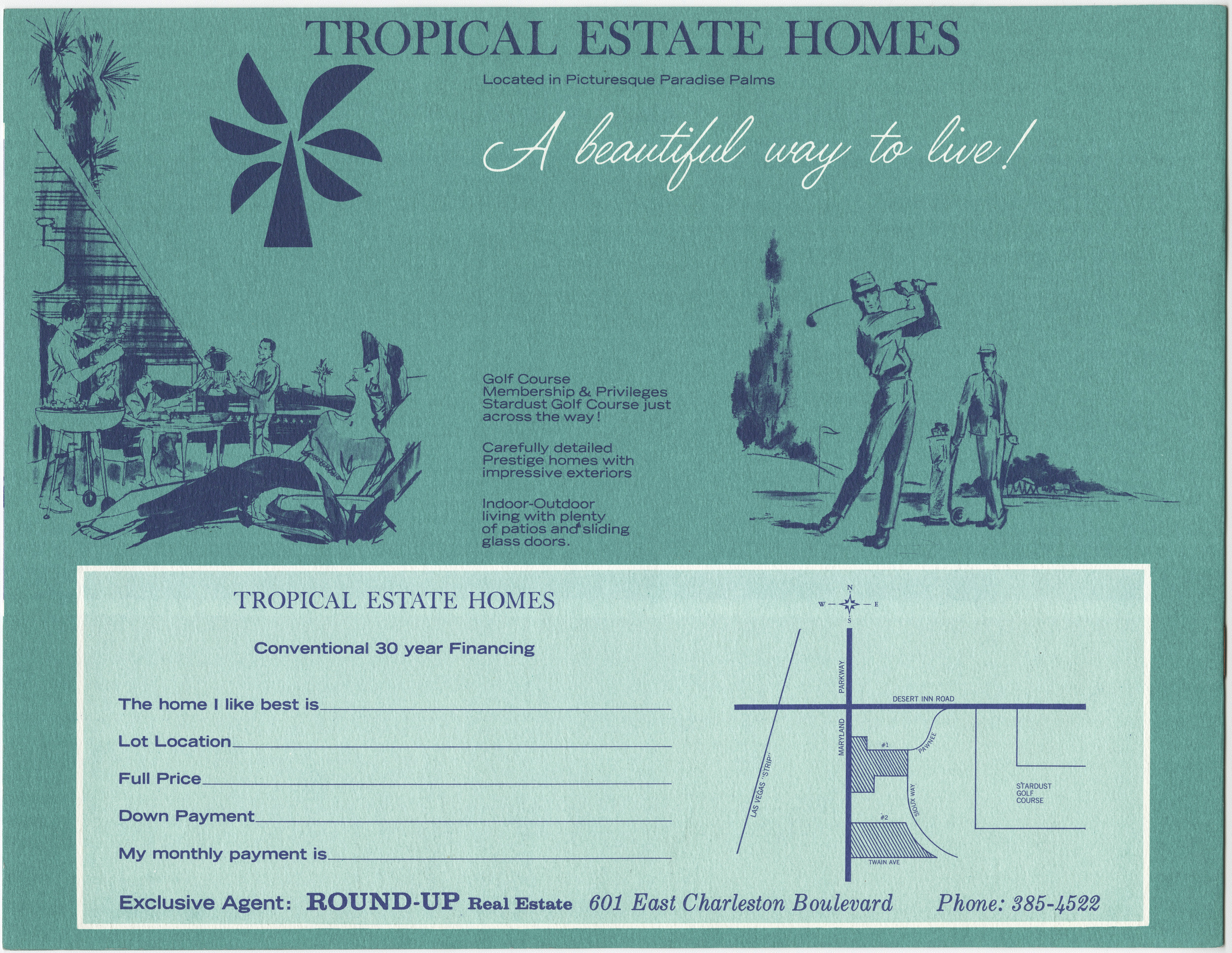 Brochure for Tropical Estate Homes in Paradise Palms development, Las Vegas, Nevada, page 8