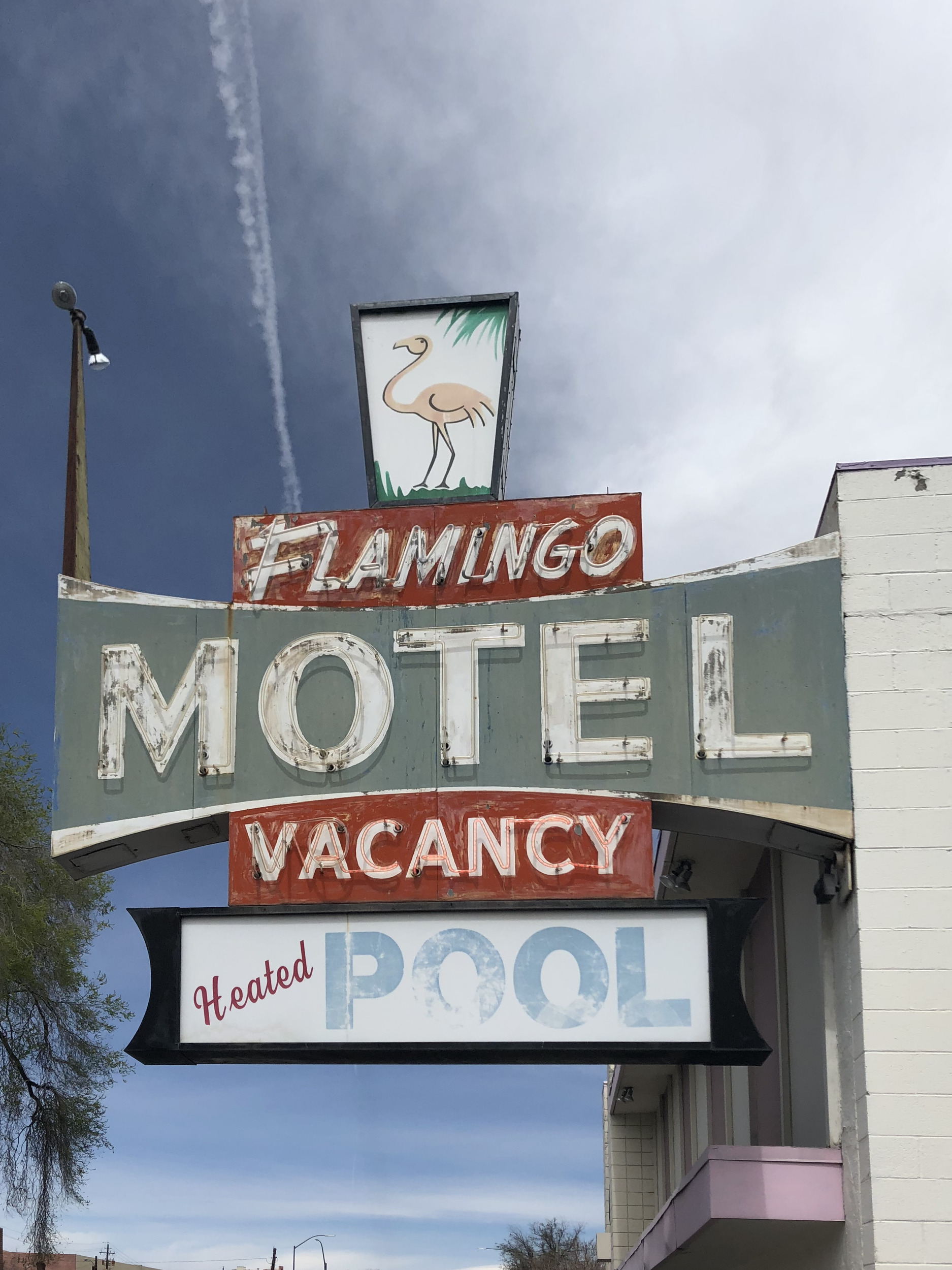 Flamingo Motel flag mounted wall sign, Reno, Nevada: photographic print