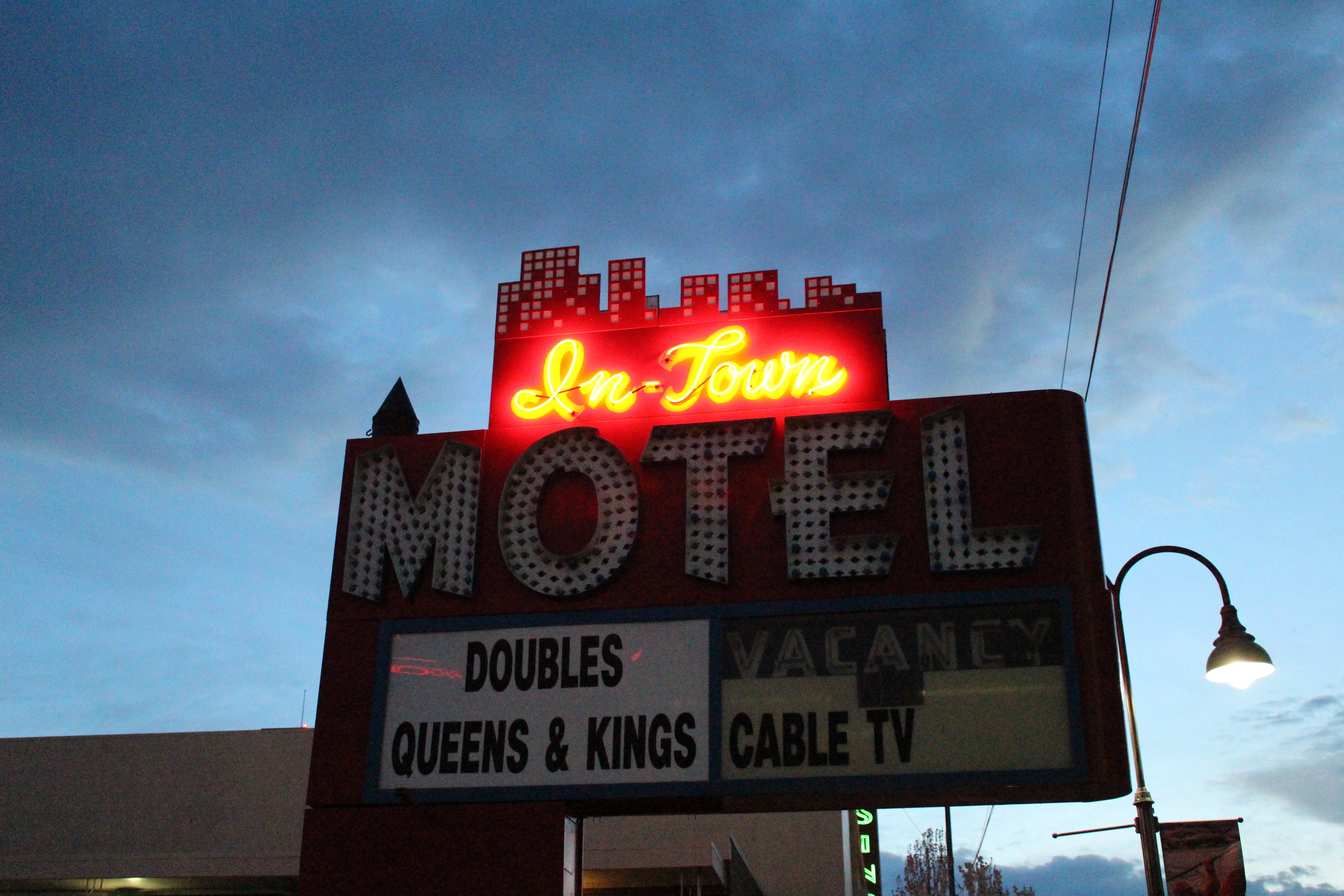 In-Town Motel flag mounted marquee sign, Reno, Nevada: photographic print