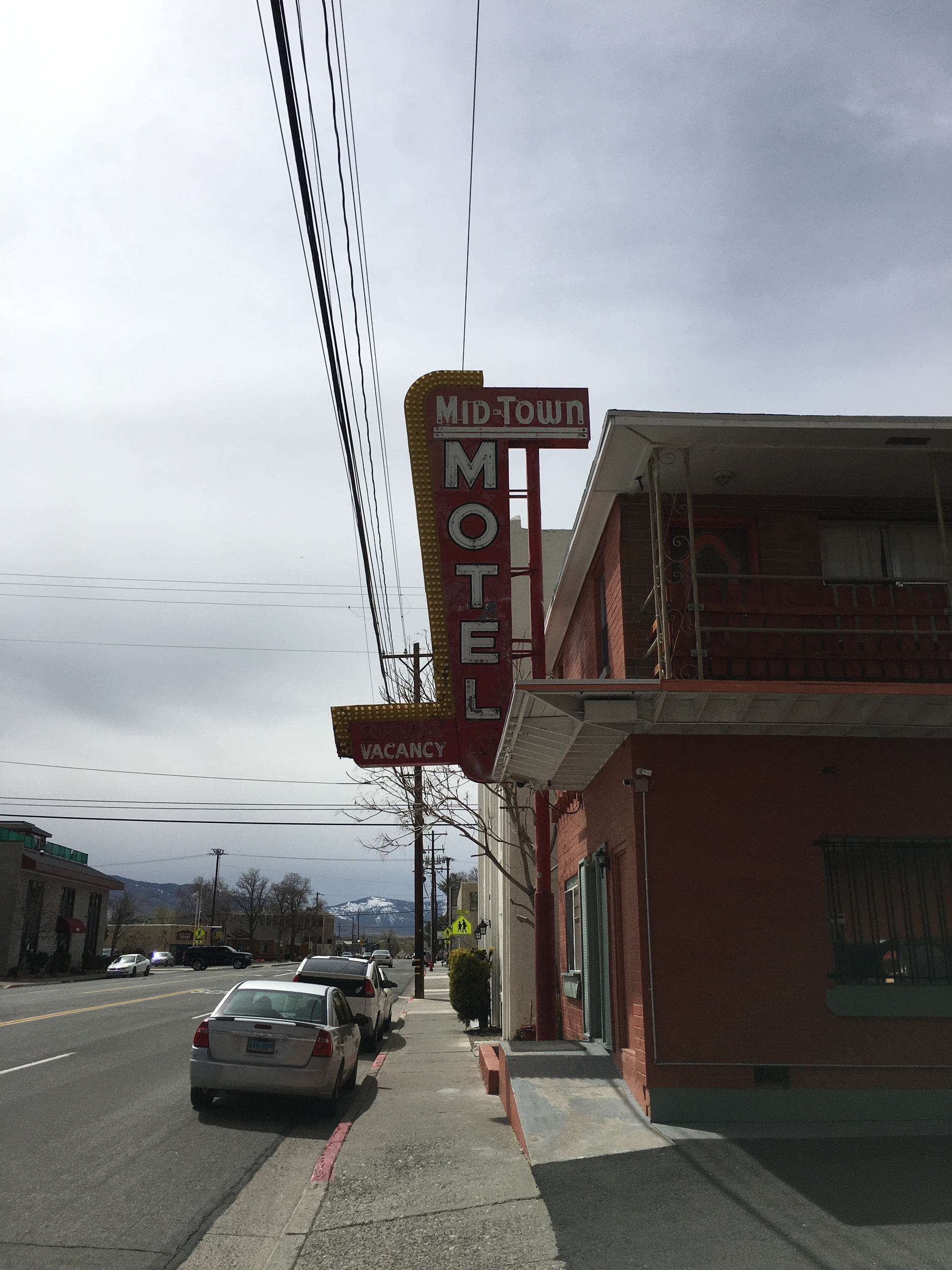 Mid-Town Motel flag mounted sign, Reno, Nevada: photographic print