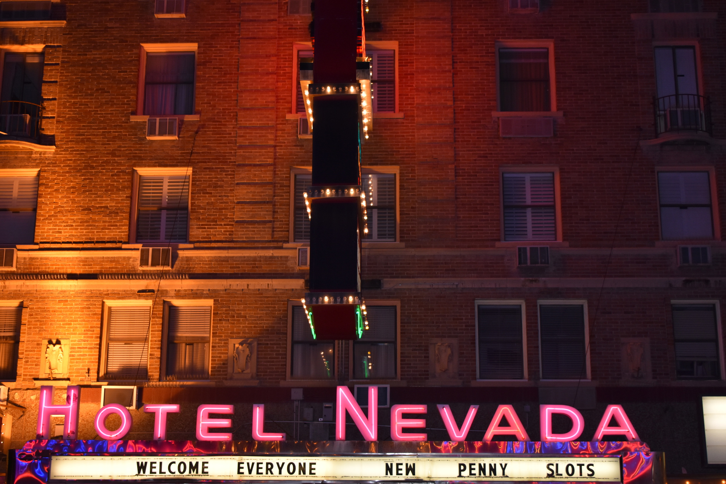 Hotel Nevada mounted Hotel Entrance wall sign, Ely, Nevada