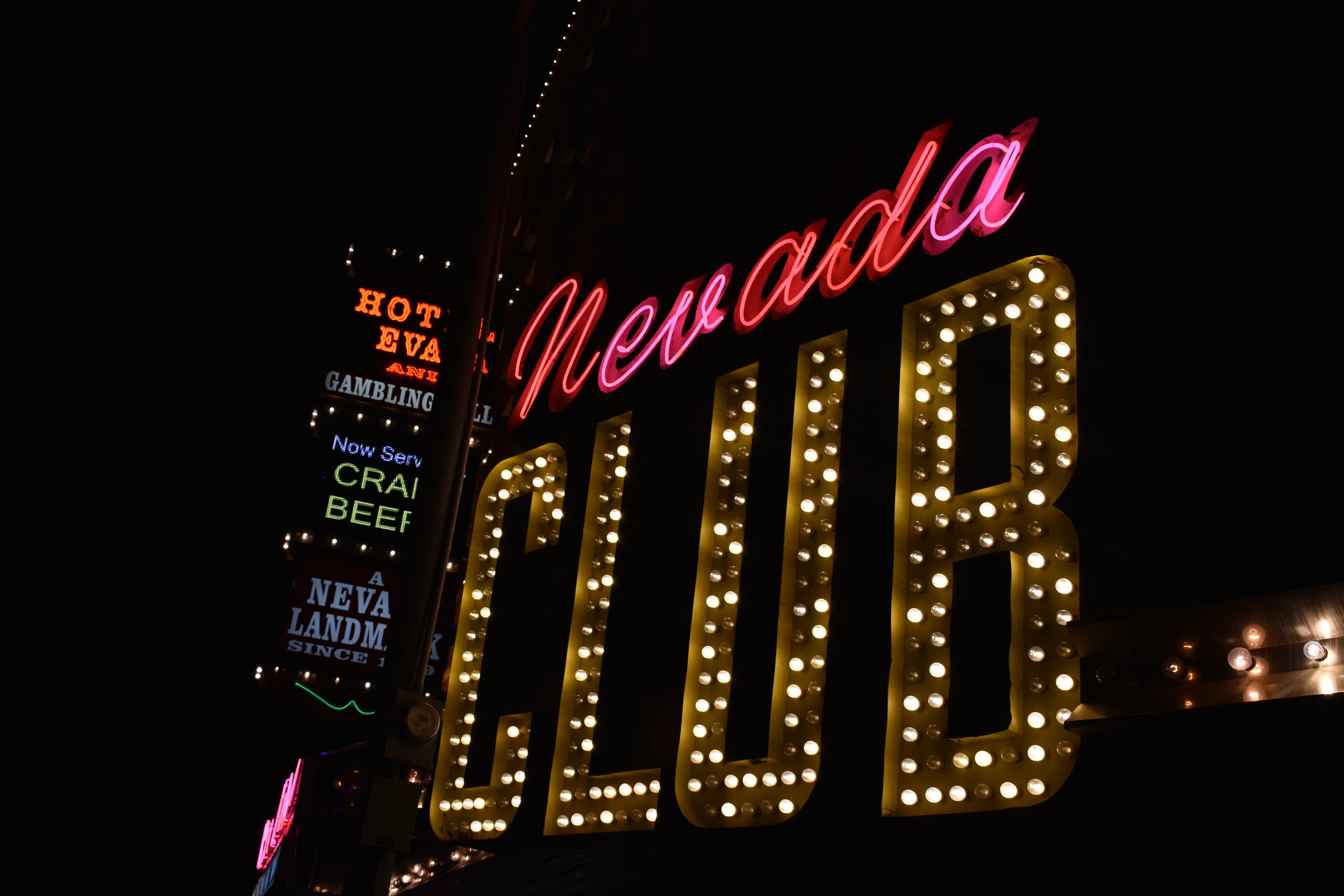 Nevada Club wall mounted signs, Ely, Nevada