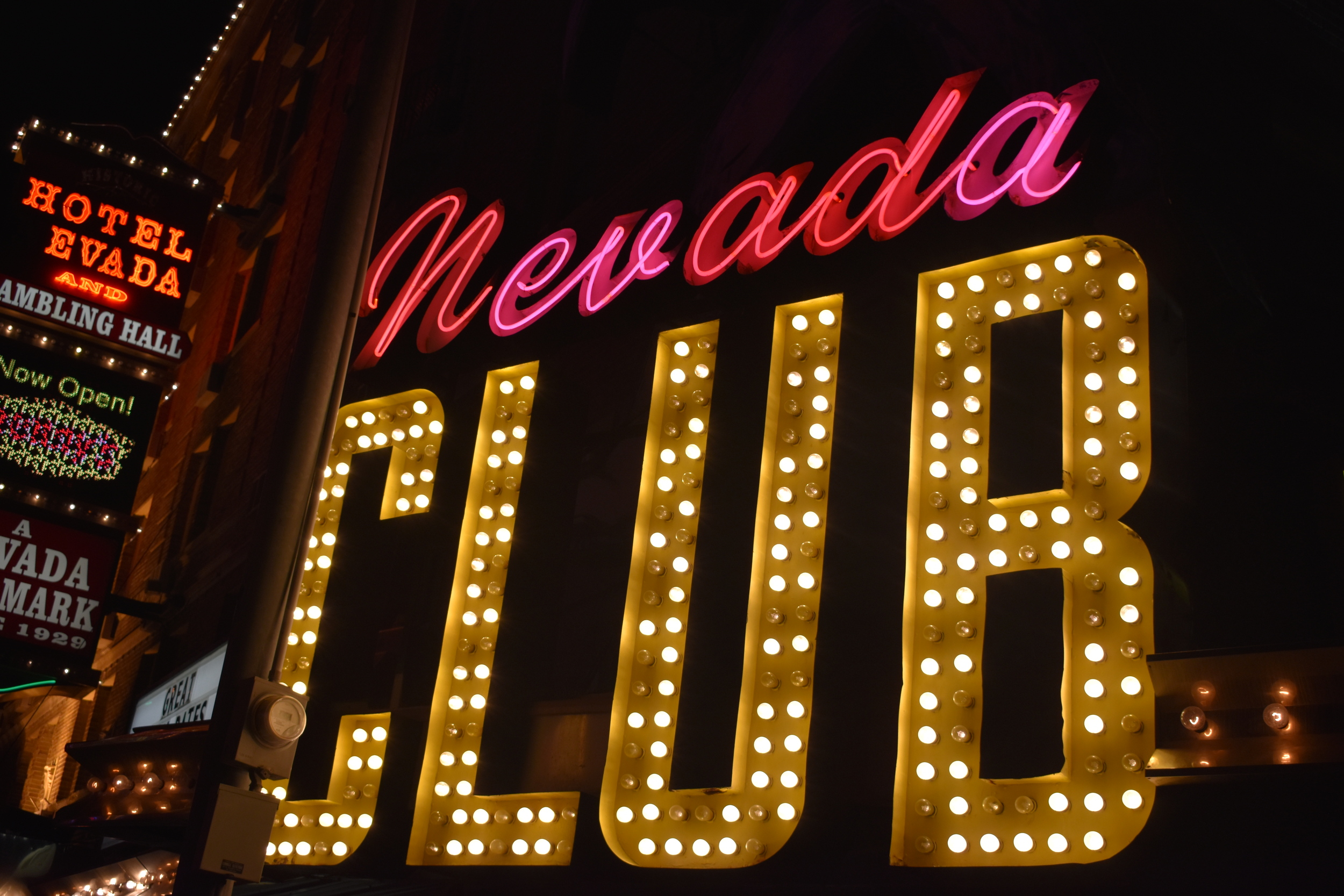 Nevada Club wall mounted signs, Ely, Nevada