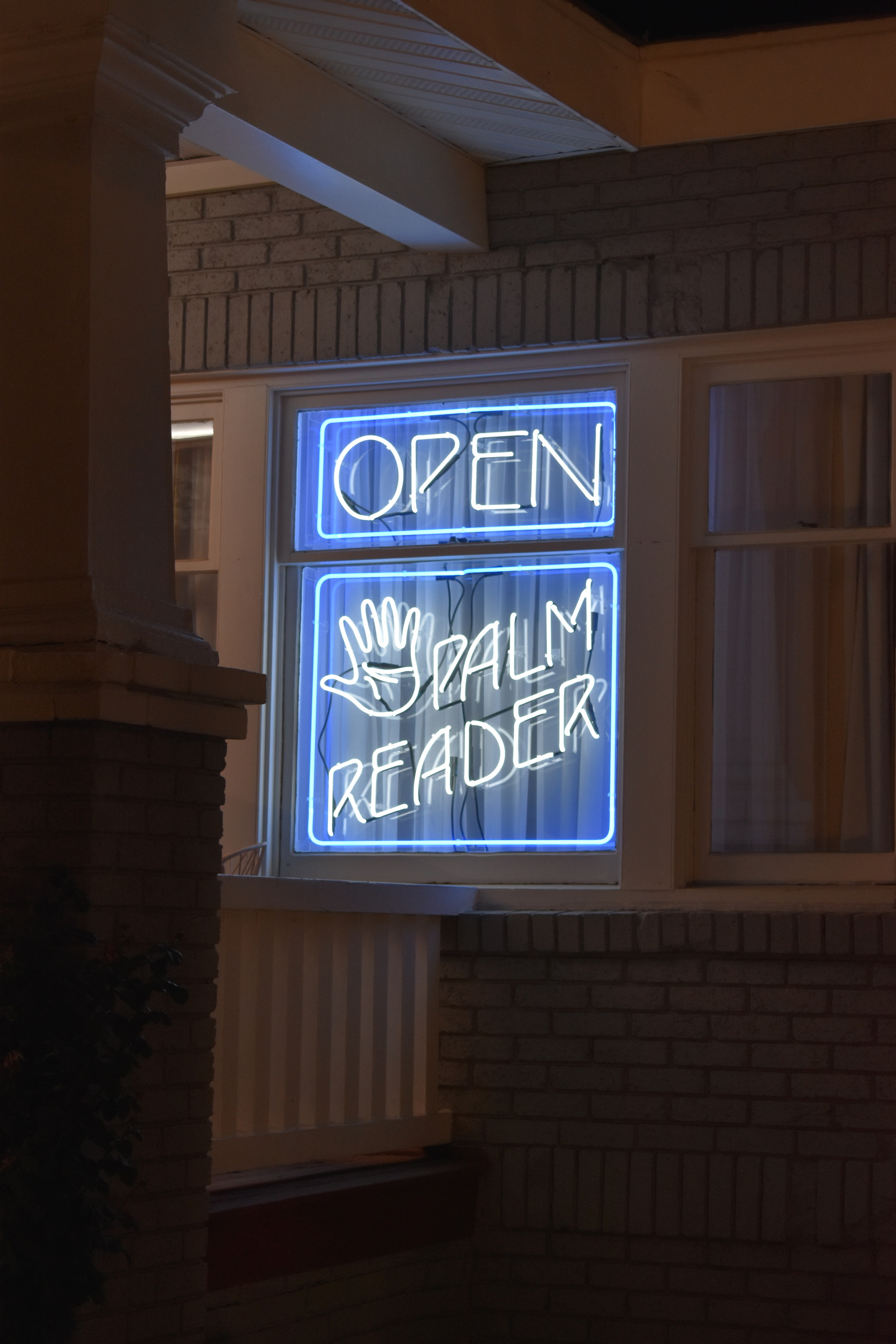 Palm Reader window sign, Reno, Nevada