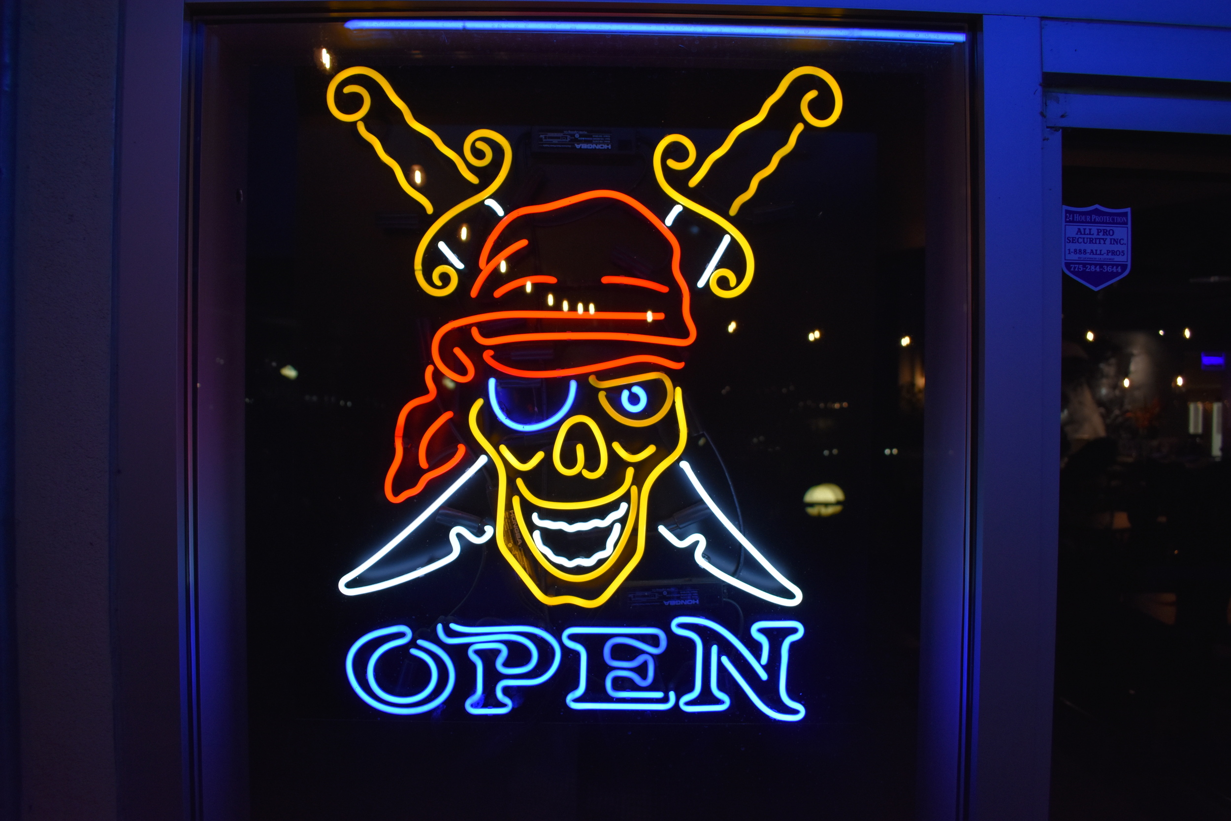 Pirate window sign, Reno, Nevada