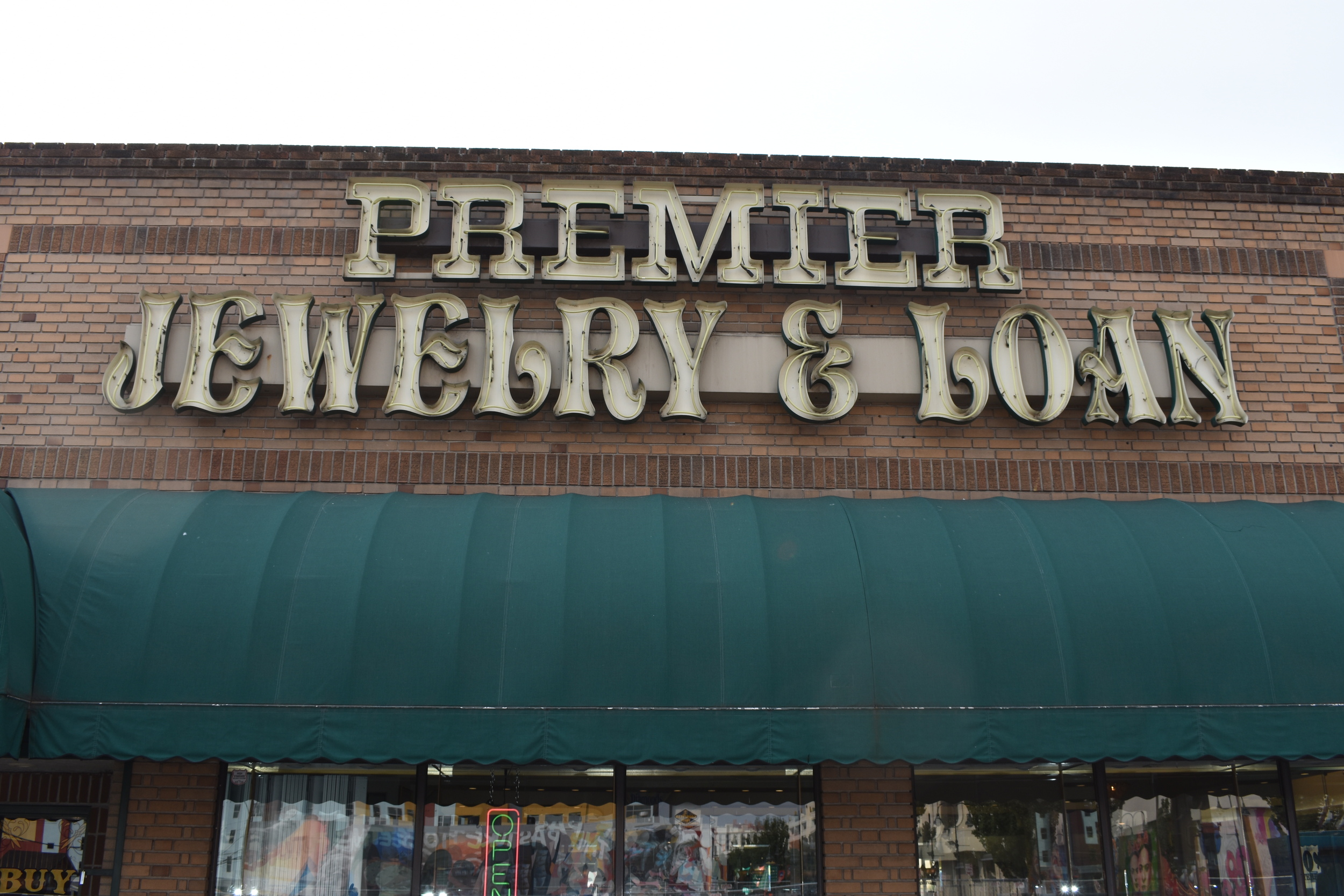 Premier Jewelry & Loan wall mounted sign, Reno, Nevada