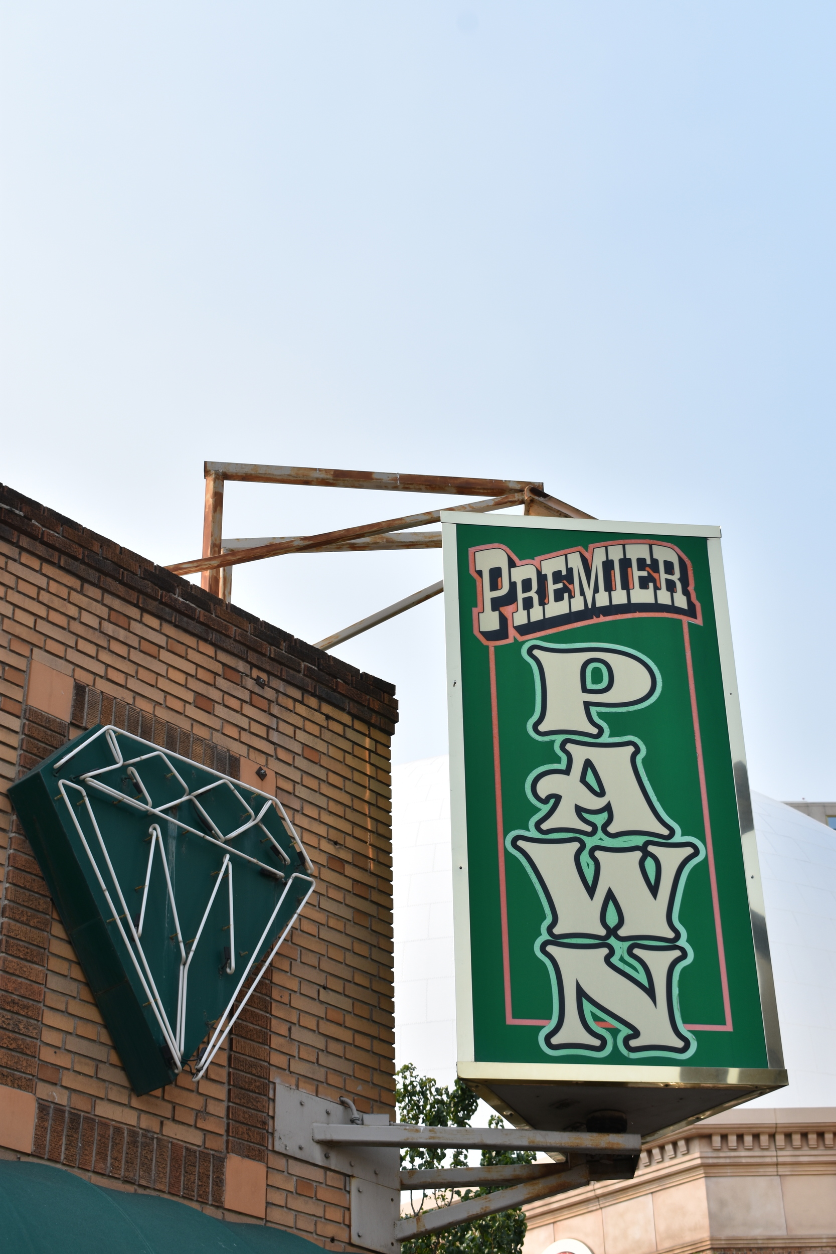 Premier Jewelry & Loan flag mounted sign, Reno, Nevada