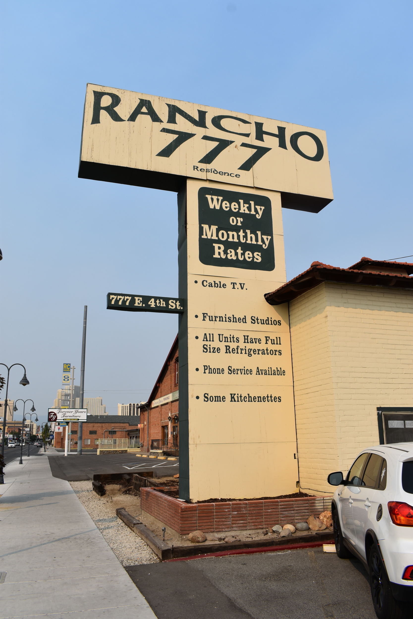 Rancho 777 mounted sign, Reno, Nevada