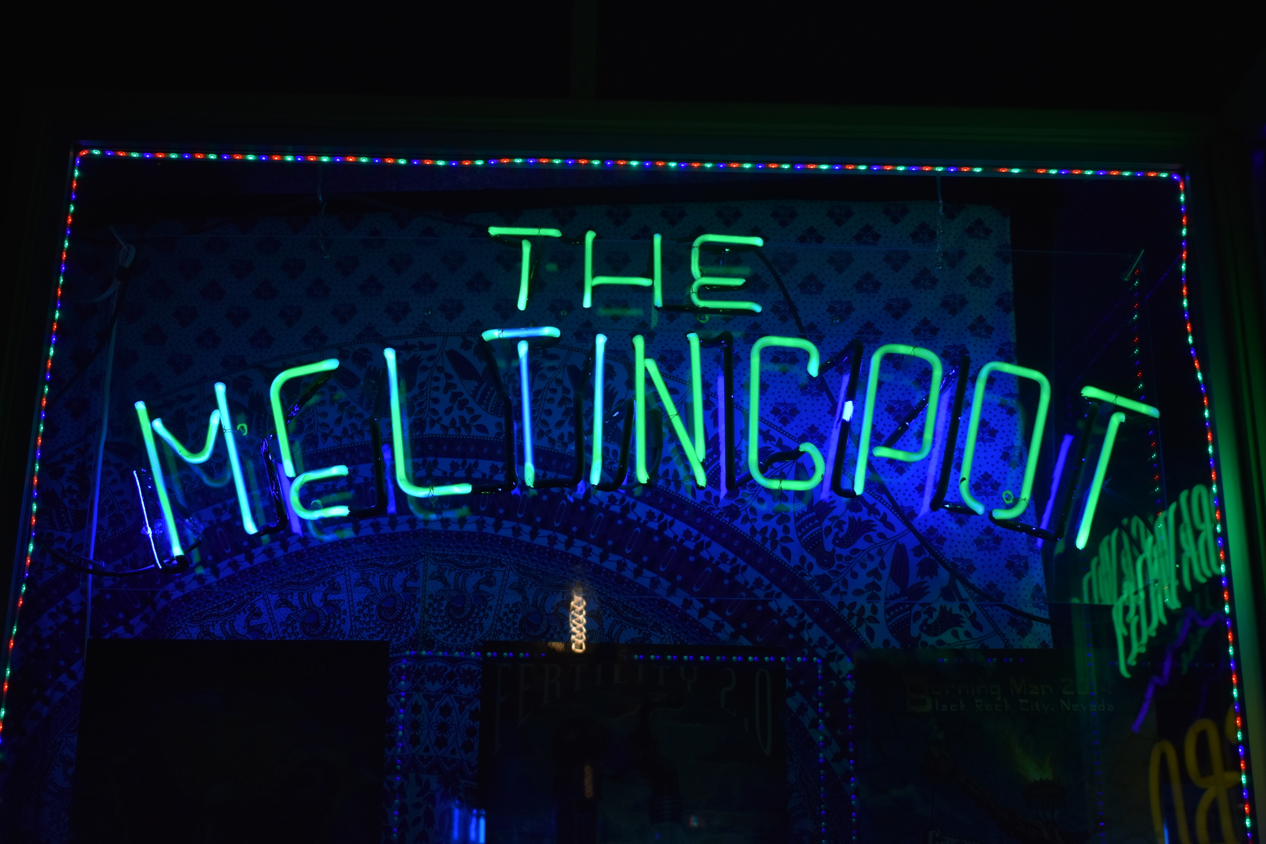 The Melting Pot window sign, Reno, Nevada