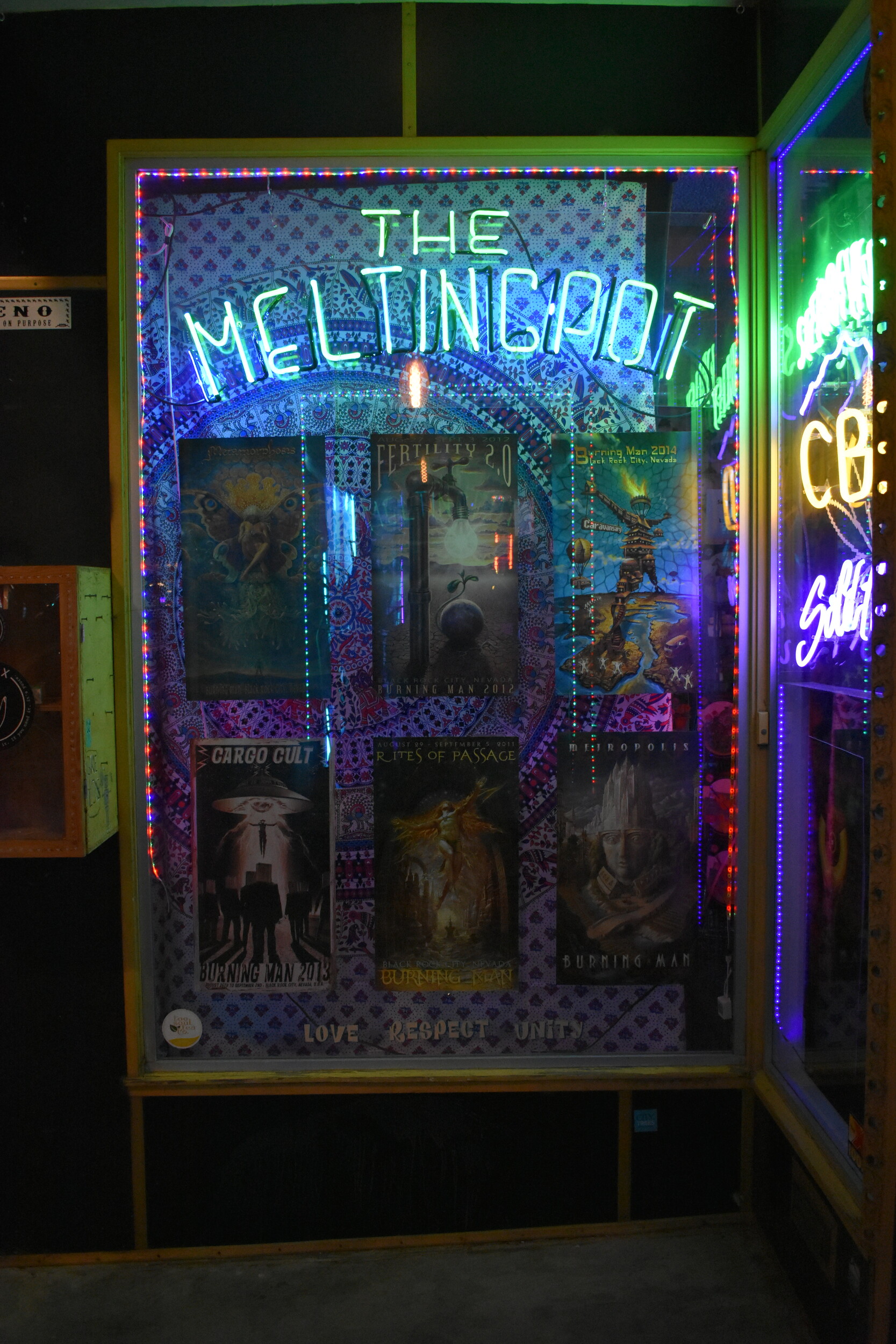 The Melting Pot window signs, Reno, Nevada