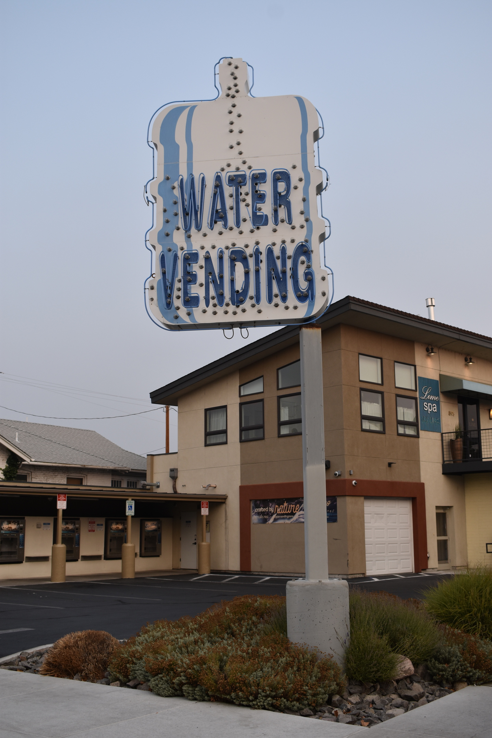 Water Vending flag mounted sign, Reno, Nevada