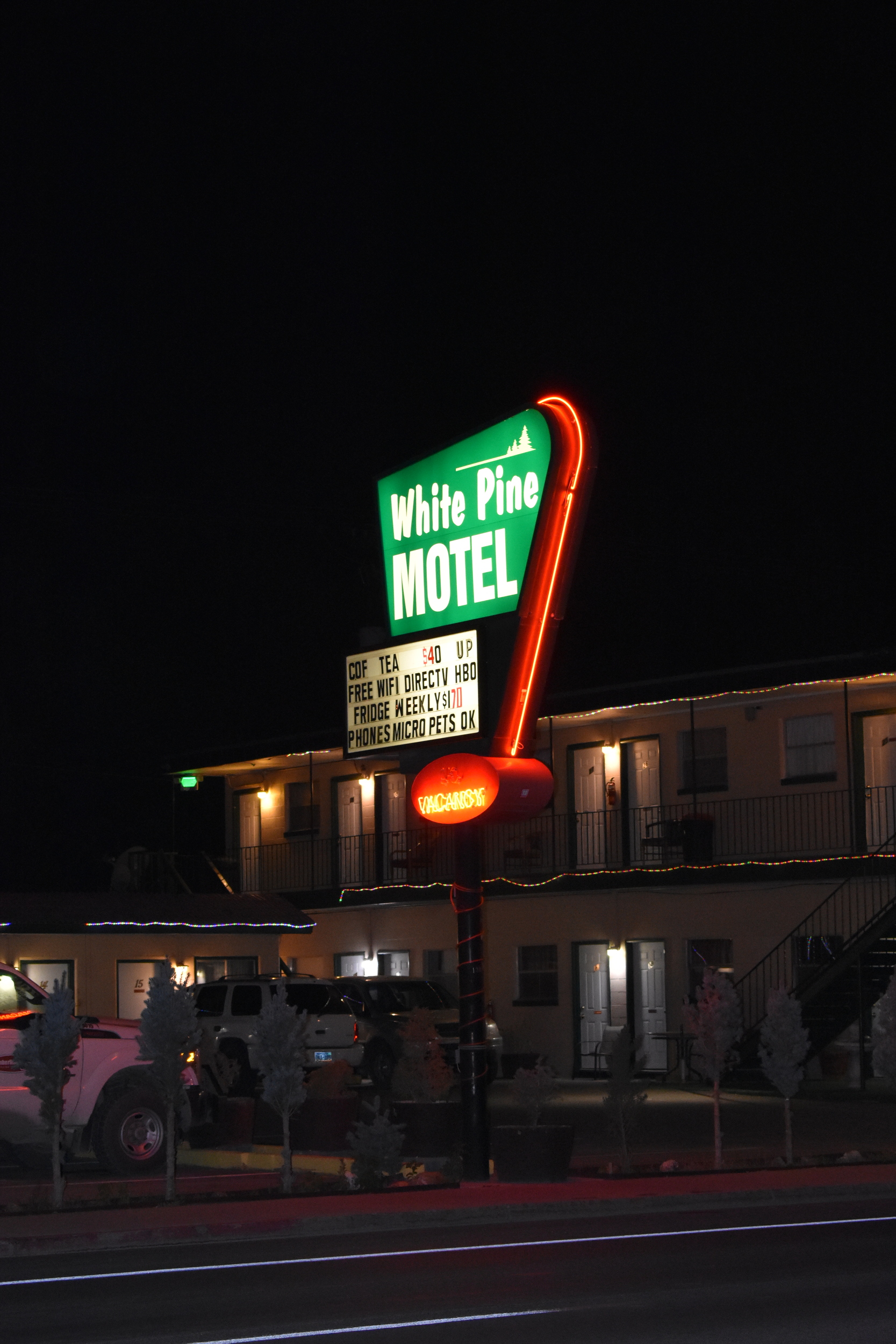 White Pine Motel mounted sign, Ely, Nevada