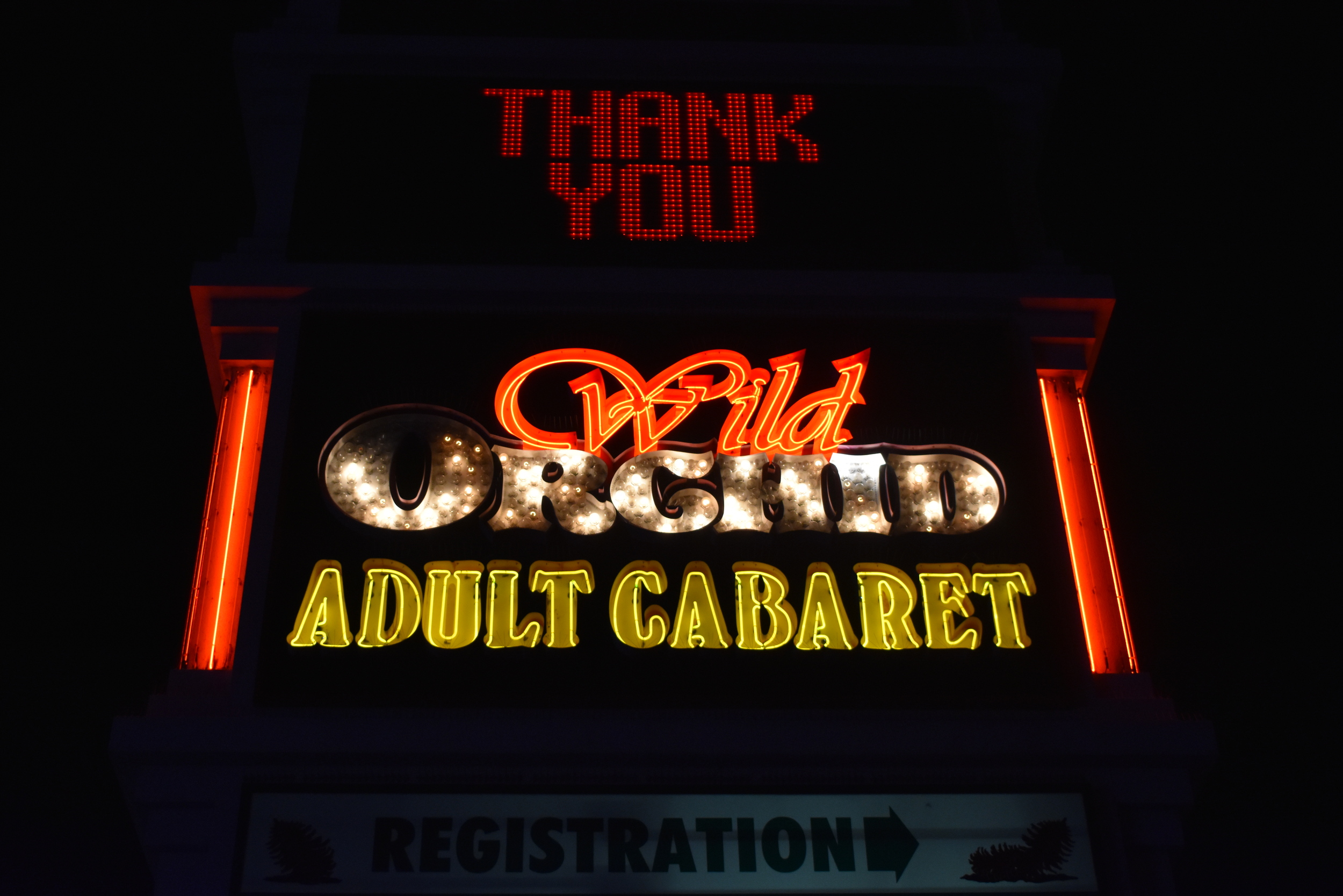 Wild Orchid Adult Cabaret double mounted sign, Reno, Nevada