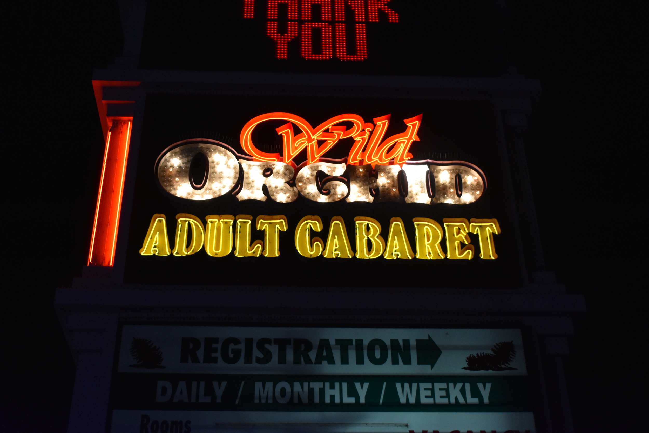 Wild Orchid Adult Cabaret double mounted sign, Reno, Nevada
